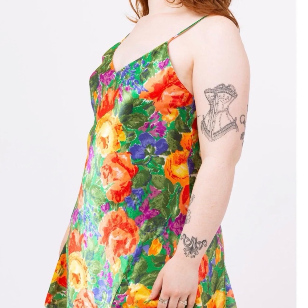 Victoria's Secret Vintage Multicolor Floral Silk Dress Pajama Slip